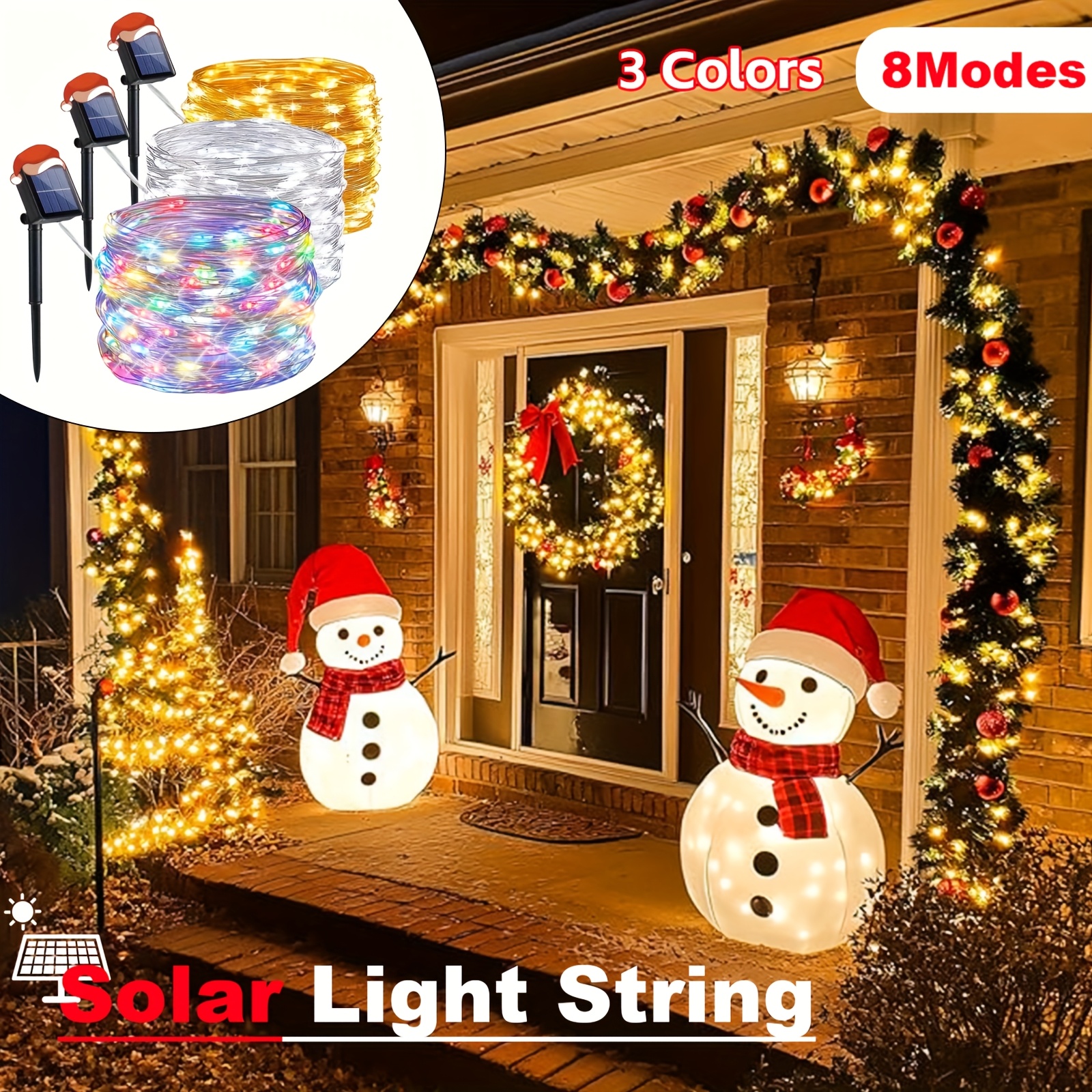 

Solar Fairy String Lights, Outdoor Twinkle Led Lights Ip65 Waterproof, 8 Lighting , Copper Wire Lights For Deck Backyard Tree Garden Fence Pool Party Decorations, 2/4/6/8-packs