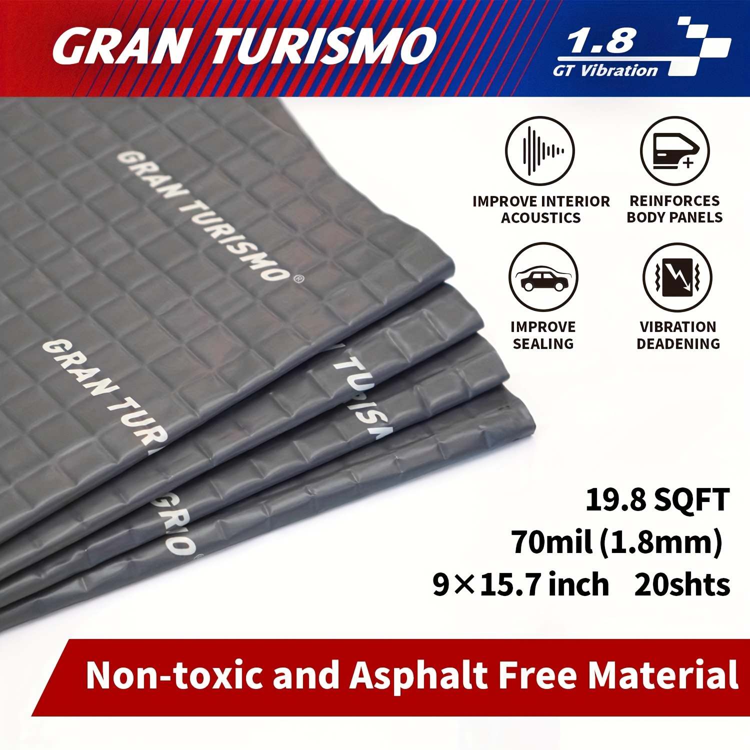 

Hybrid 3in1 1.8mm (70mil) 19.8sqft Car Sound Deadening Mat - Anti-vibration, Butyl Car Sound Deadening, Noise Insulation Material, Thinner And Better.