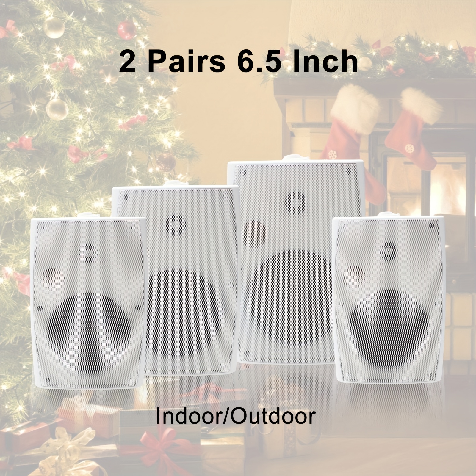 16.51 cm outdoor speakers wall-mounted 800w - high-  solution chrismas gift for indoor/outdoor home patio garden backyard(4 passive speakers bundle/white), speakers for sound system, outdoor speakers high quality, car speakers, speakers for wall, active speakers for sound system,  ,   quality, durable construction, music lovers 0