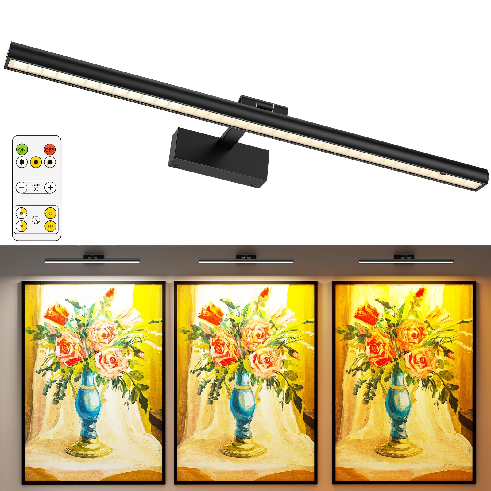 40cm/ 60cm Led Remote Controlled Led Wall Light - Vanity & , Color Changing, Dimmable, Metal Body (golden/black Finish)