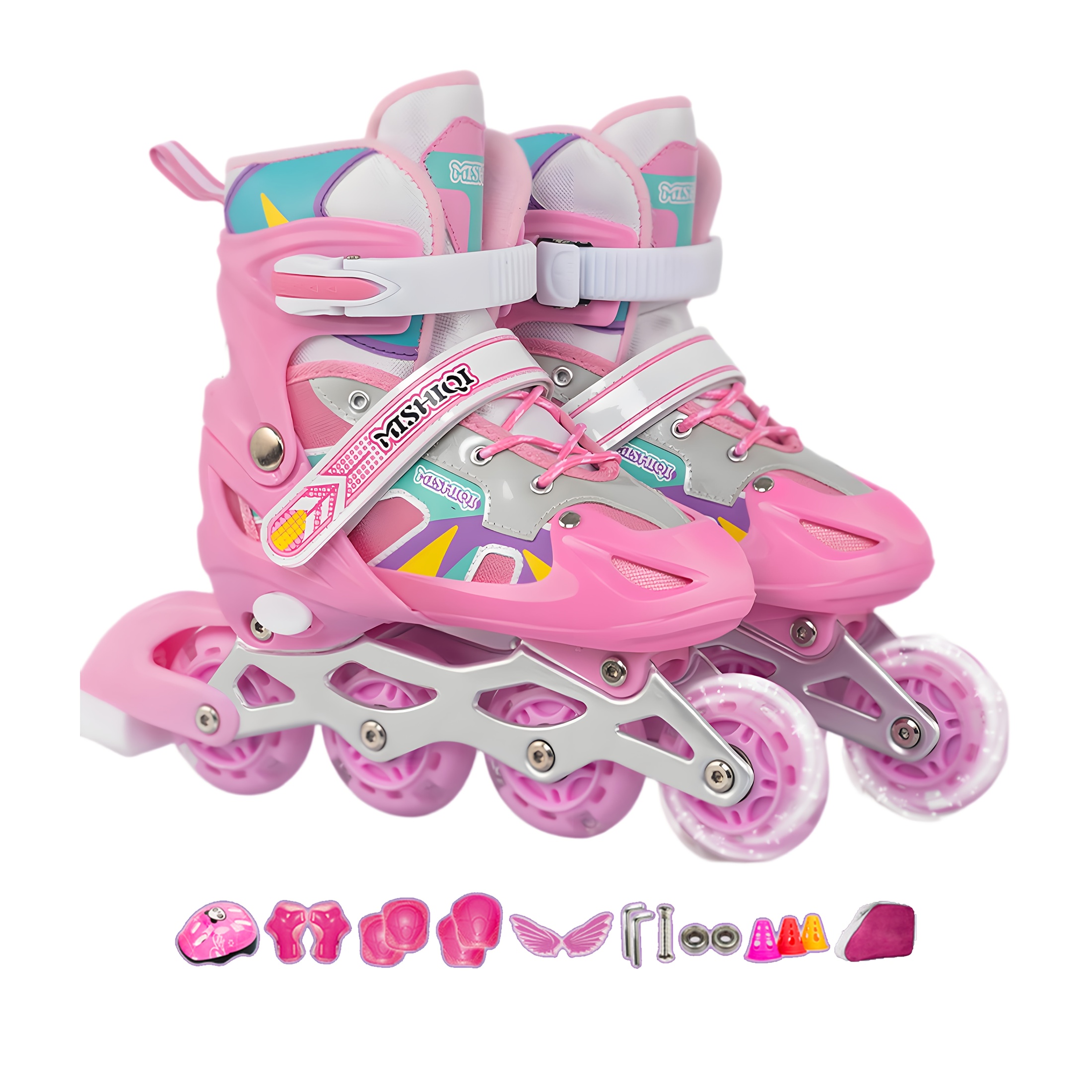 TEMU Rollers en ligne, rollers avec roues lumineuses, rollers à double rangée, taille ajustable