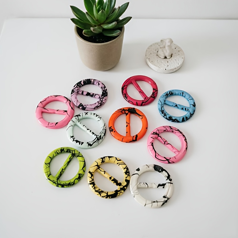 TEMU 10pcs T-shirt Clips, Round Scarf Ring Buckles For Women, Multi-colored T-shirt Hem Knot Fasteners, Elegant Clothing Corner Wrap Holders For Silk