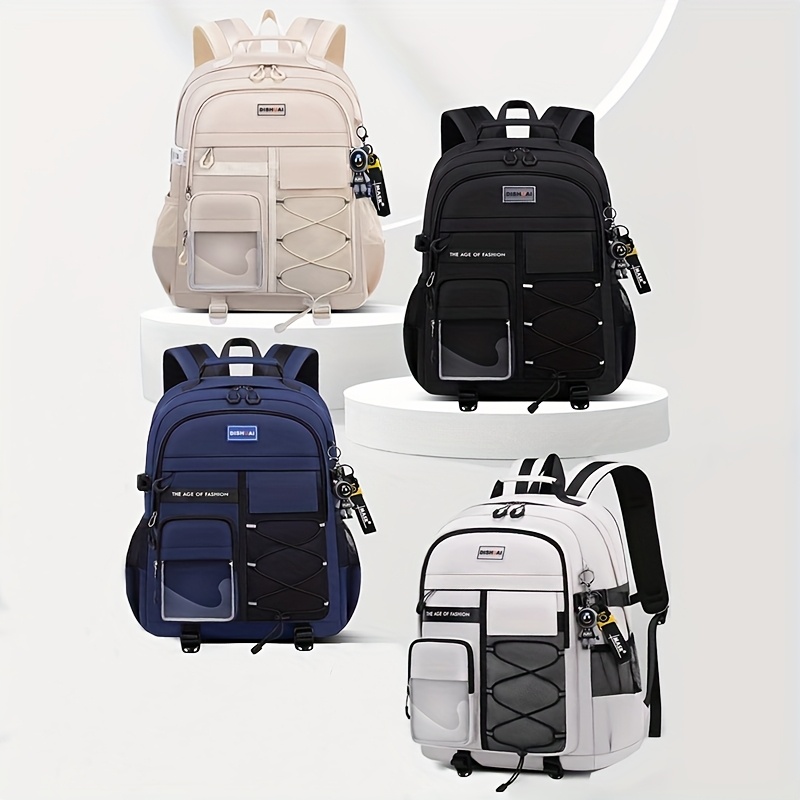 [Nylon Casual Backpack] Durable Nylon Casual Backpack - Large Capacity, Spine Protection, Zipper Closure - Hand Wash, for High School Middle School
