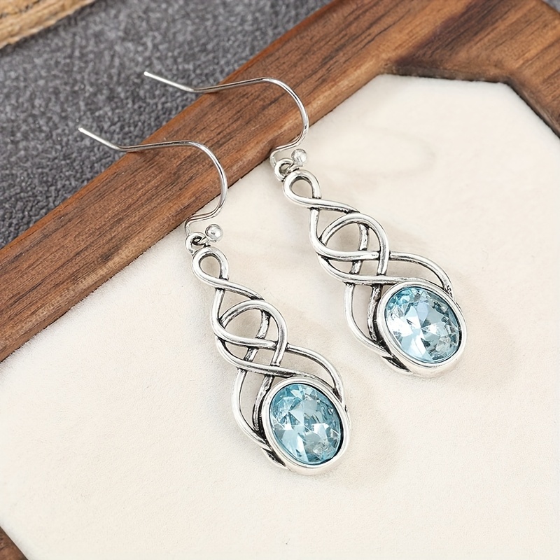 Image of Fashion Celtic Knot Drop Earrings With Synthetic Cubic Synthetic Zirconia Unique Women's Accessories Fancy Gift Elegant Bridal Wedding Jewelry