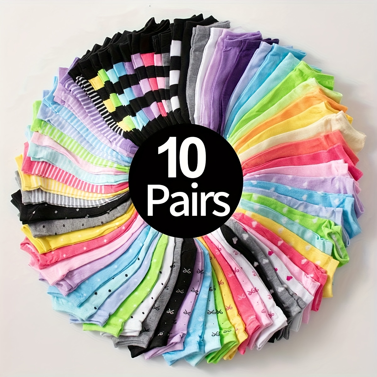 Image of 10 Pairs Of 5 Pairs Of Random Candy Colored Socks, Soft And Comfortable Ankle Socks, Used For Gifts, Women's Long Stockings And Knitwear