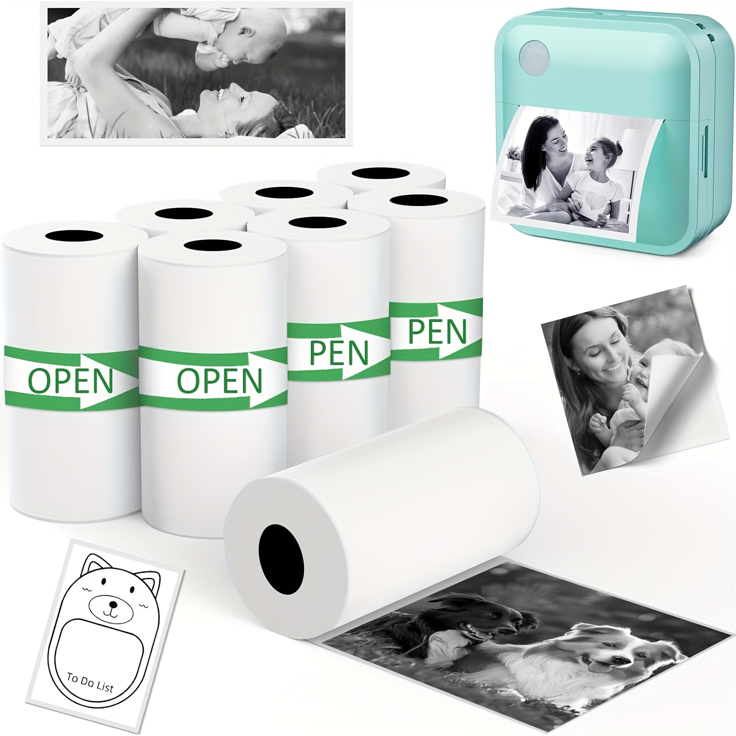 8-pack Mini Printing Paper, Self-adhesive Thermal Sticker Sheets For Pocket Printer