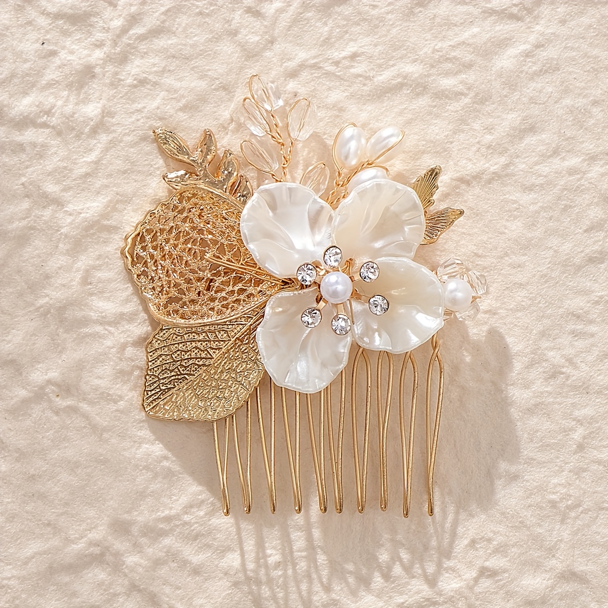 Vintage Ceramic Floral Hollow-out Handmade Hair Comb, Three-dimensional Headpiece, Versatile Daily Accessory
