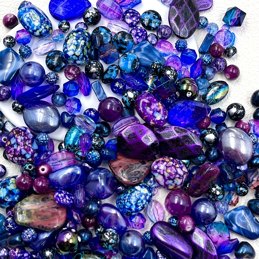 Image of 30g Pack Of Blue-purple High-end Assorted Beads For Diy Necklaces And Bracelets Fashion Accessories - Mixed Styles