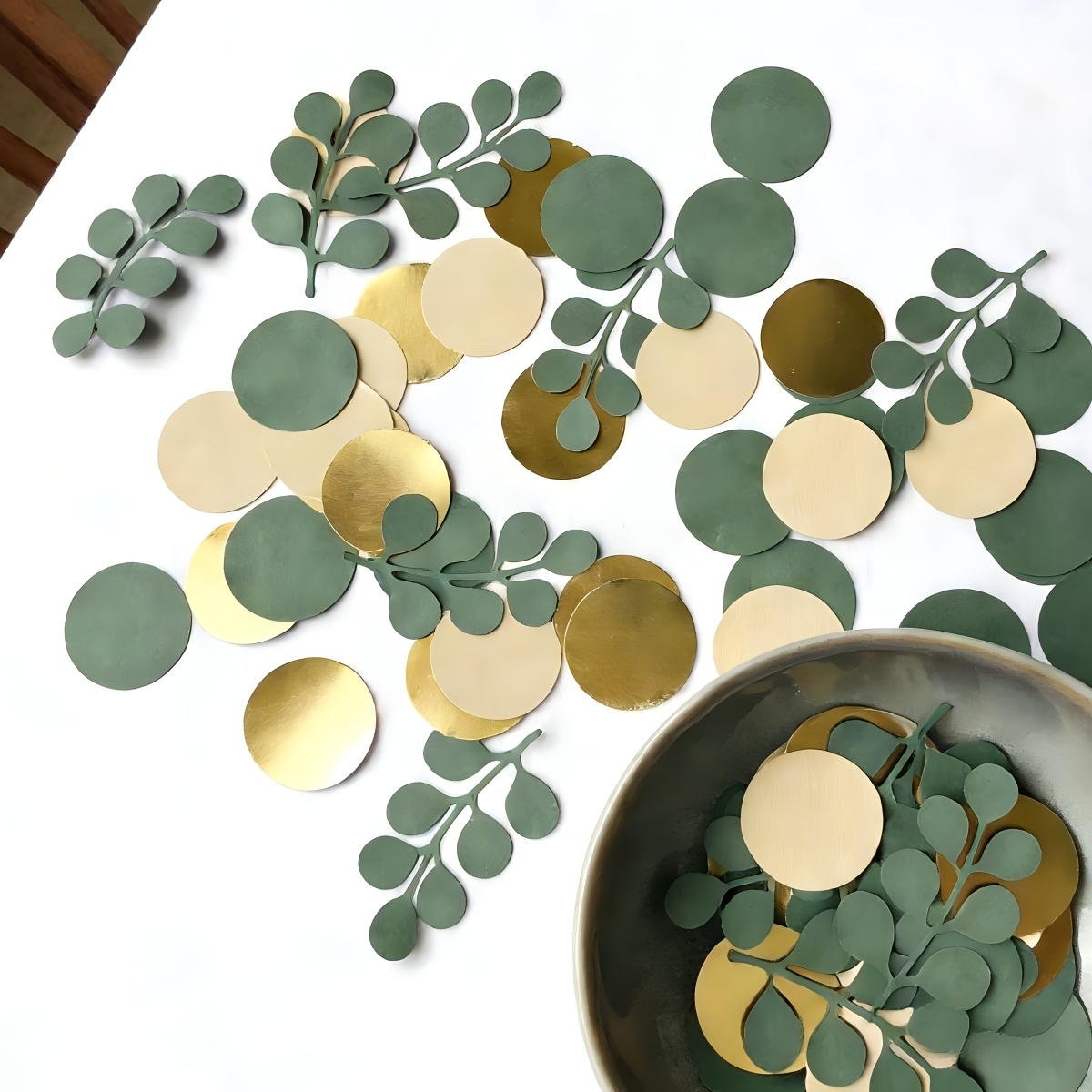 90pcs Green Leaf-shaped Paper Confetti | Mixed Color Party Theme Decorations For Birthdays, Weddings, And Festive Occasions