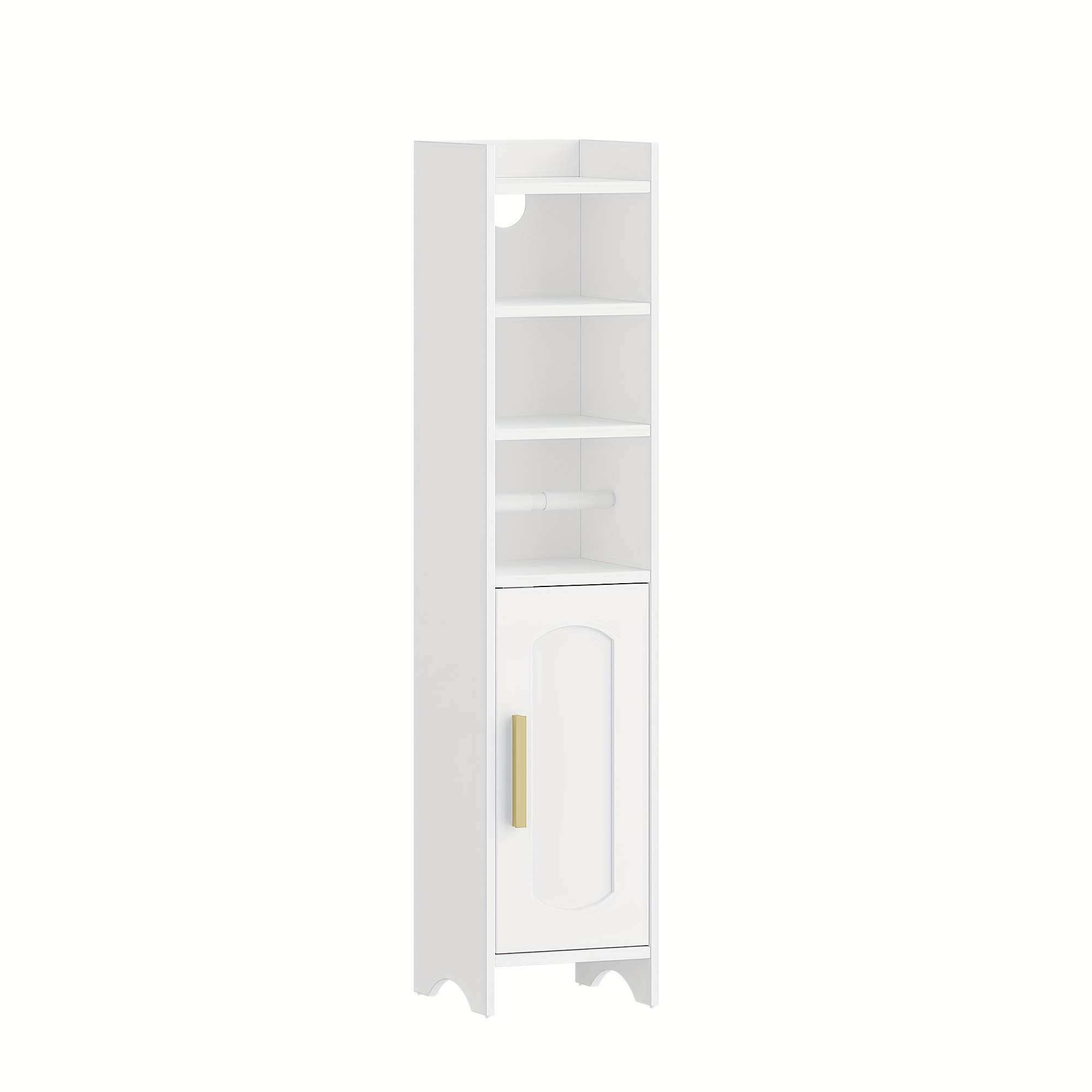 Image of Bathroom Cabinet, Toilet Paper Holder, Bathroom Cabinet With Door, Narrow Bathroom Shelf, Adjustable Shelf, , Suitable For Bathroom, Living Room, 20 X 20 X 90 Cm, White