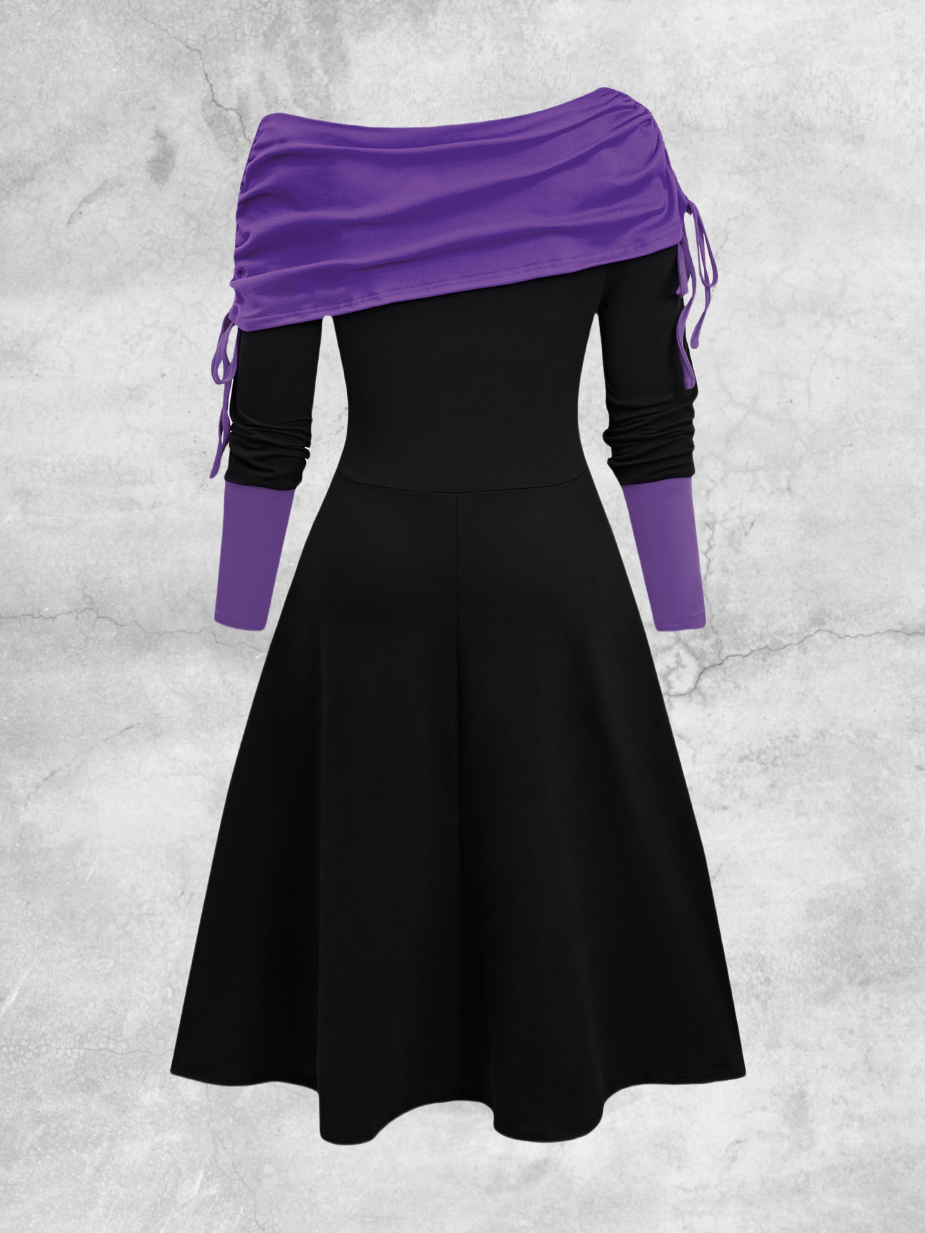 gothic black and purple dress Victorian-Inspired Gothic Purple and Black Lace Corset Dress with High-Low  Skirt – Gothic Prom Dress with Long Sleeves Plus Size