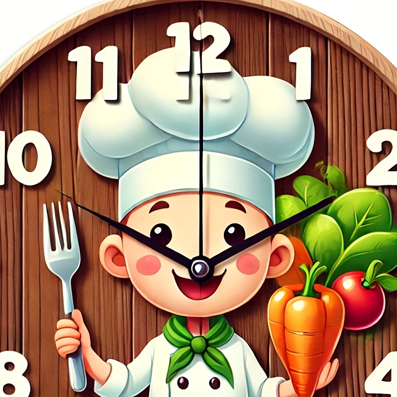 

Room Decor Clock. Room Decor 1pc Chef Themed Aluminum Tin Sign, Round Non-electronic Wall Clock, Flat Print Kitchen Decor, Ideal For Home, Office, Bedroom