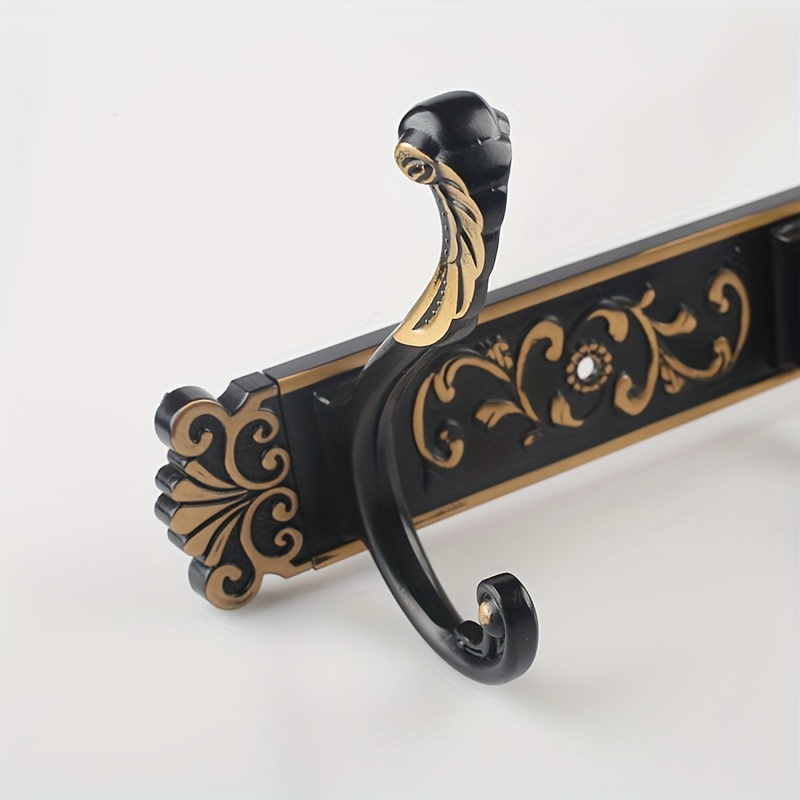 

Elegant Black And Wall-mounted Coat Rack With Ornate - , 5-hook Robe And Clothing Organizer For Decor, Aesthetic Room Decor