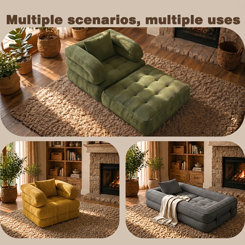Modern Minimalist Folding Sofa Bed, Convertible Sleeper Chair for Adults, Folding Sofa Bed Couch with Pillow, Sleeper Chairs Single Size Floor Mattress
