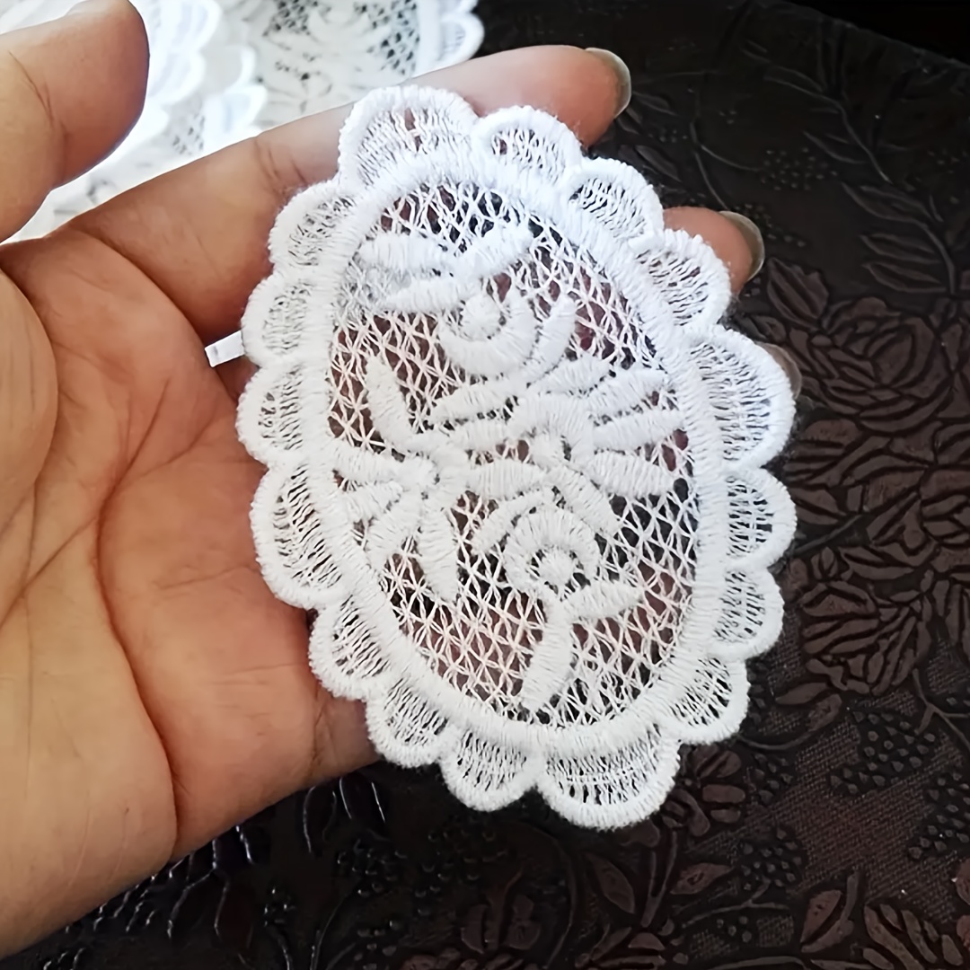 

12pcs White Embroidery Lace Applique Patches, Sewing Craft Lace Cutout Decorative Accessories For Diy Crafts, Clothing, Scrapbooking