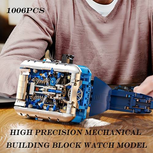 1006pcs mechanical building block watch model with a and hand system realistic working clock movement collectible suitable as a birthday holiday gift designed for collectors and model making