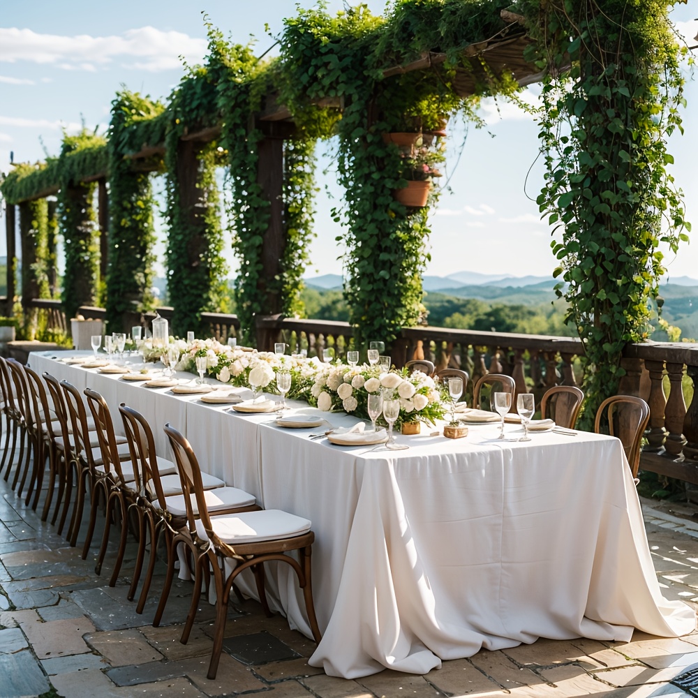 1pc satin tablecloth white polyester rectangular luxurious wedding ceremony satin tablecloth premium   tablecloth   weddings bridal shower   party retirement party outdoor party