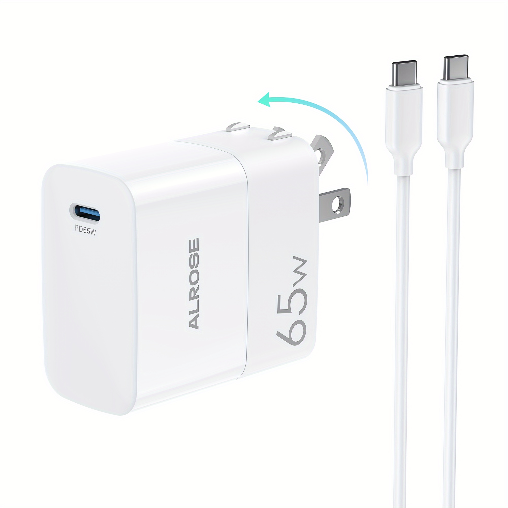 

65w Usb C Charger, Foldable Charger With 3.3ft 100w Usb C Cable For Macbook Pro/air, /16 Pro/16 /iphone Pro/15 /14/14 Pro/14 , Ipad, , Pixel, Airpods, & More