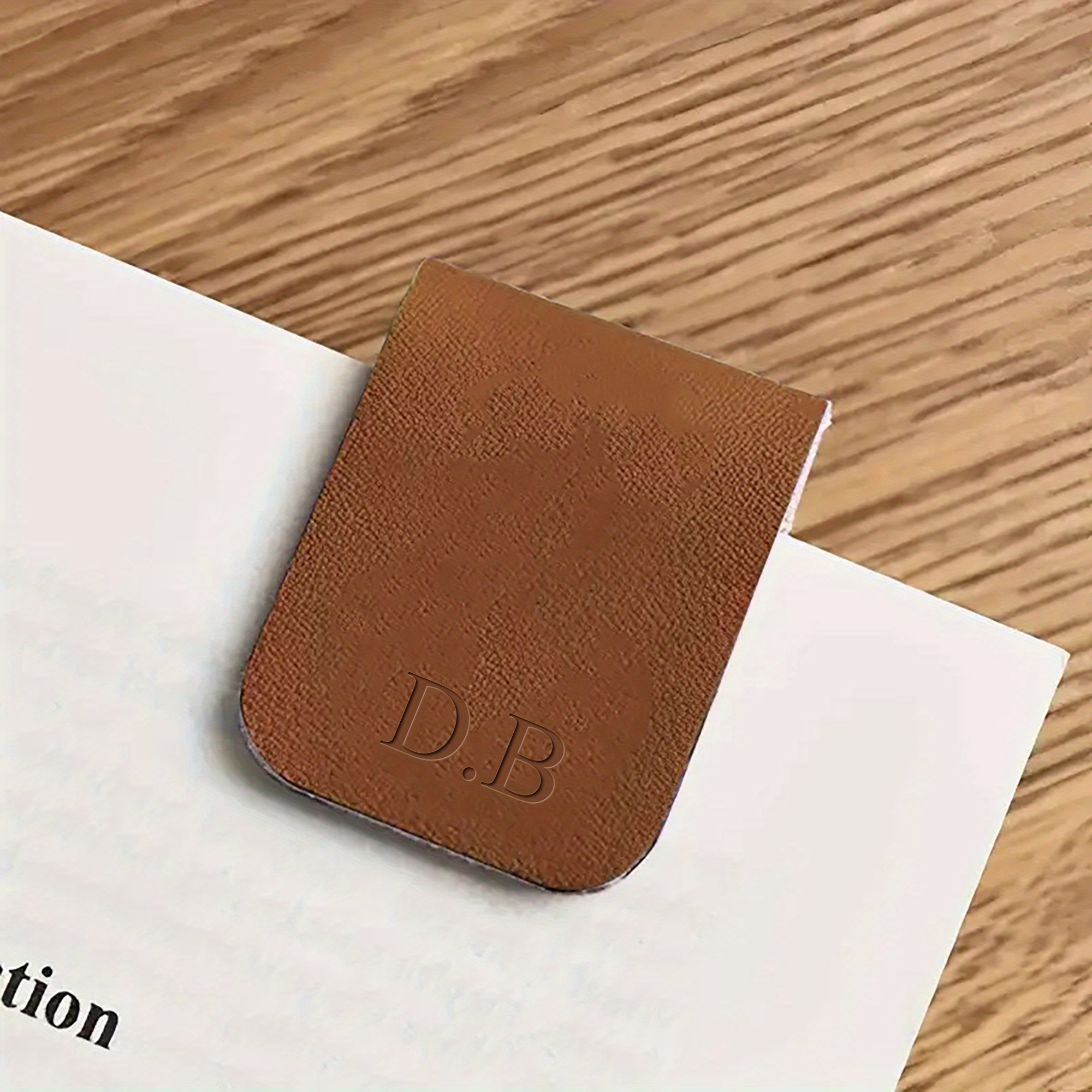 TEMU Personalized Custom Magnetic Bookmark Name Diy Letter Hot Pressing Hot Stamping Faux Leather Book Accessory With Magnetic Closure Book Lovers