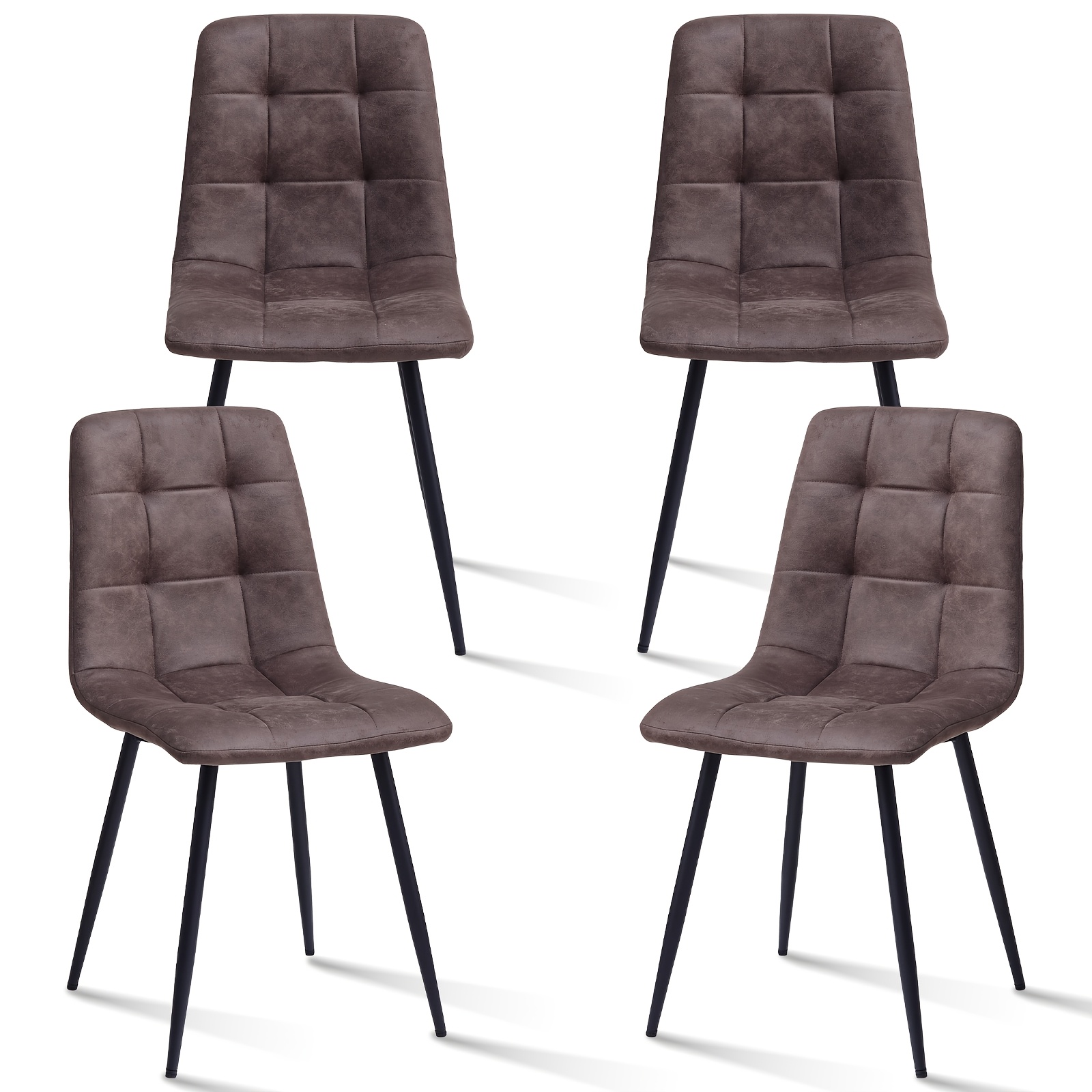 Egoonm Set Of 4 Faux Leather Dining Chairs With Metal Feet, Chairs For Dining Room, Living Room, Bedroom