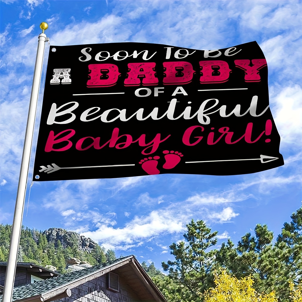 1pc, welcome girl garden flag baby shower birth announcement