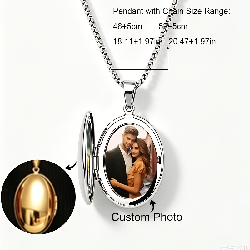 Customizable Stainless Steel Photo Heart Pendant Necklace