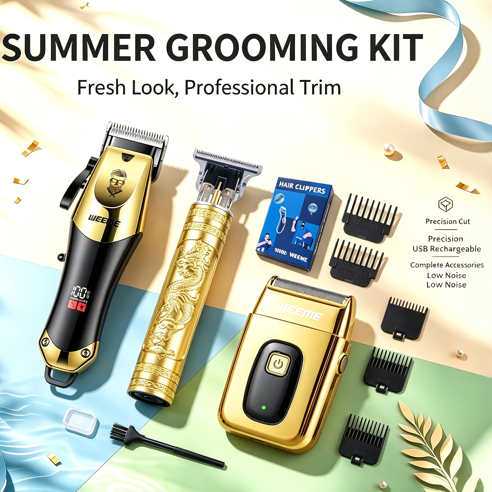 TEMU WEEME 3pcs Tondeuses à cheveux professionnelles, machines de coupe électriques rechargeables, tondeuse à barbe rasoir pour hommes, compacte et