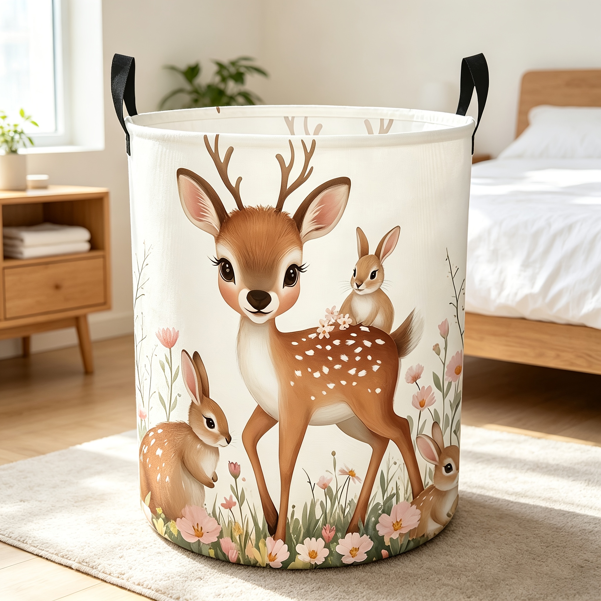 TEMU Panier à linge pliable avec motif de et de fleurs, idéal pour organiser vêtements et articles divers dans les , de bain et chambres. À la et