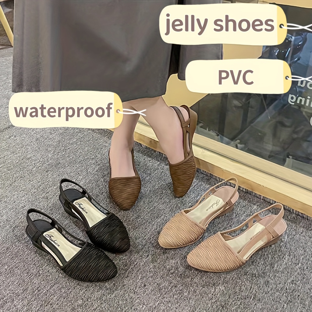 

Women's Fashion Pvc Jelly Shoes, Waterproof, Non-slip, Durable Work Heels, Comfortable Thick Sole, Casual Versatile High Heels