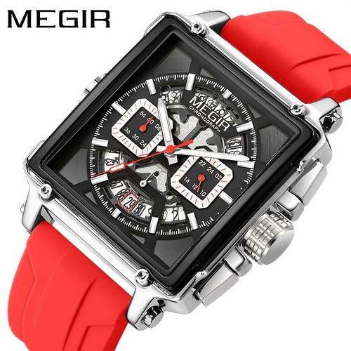mens fashion quartz watch with luminous hands square dial waterproof multifunctional with calendar stopwatch features