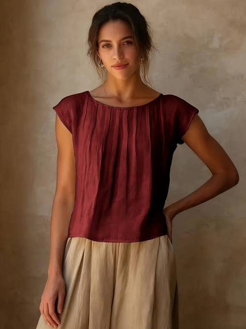Spring and Summer Fashion Elegant Round Neck Shirt