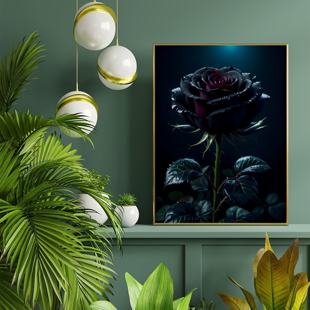 

1pc 5d Black Rose Diamond Art Painting, Diy Diamond Art Painting Set, Art Craft Home Wall Decoration