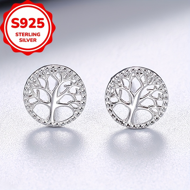 1 pair of s925 sterling   style tree of   earrings intricate details minimalist and unique hypoallergenic suitable for womens daily wear and party occasions holiday gifts