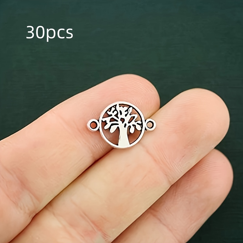 Image of 30pcs Tree Of Life Charms Connectors, 18x12mm Charms Pendant For Creative Jewelry Making, Earrings Bracelets Necklaces Additions, Crafts