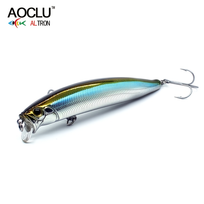 

1 AOCLU Seabass Killer Wobbler Flottant - 4.1" 0.63oz Leurre Minnow à Longue Portée avec Transfert de Poids, Crochets Triple et Perles à Rattle - Idéal pour le Bass, le Thon, les et Plus