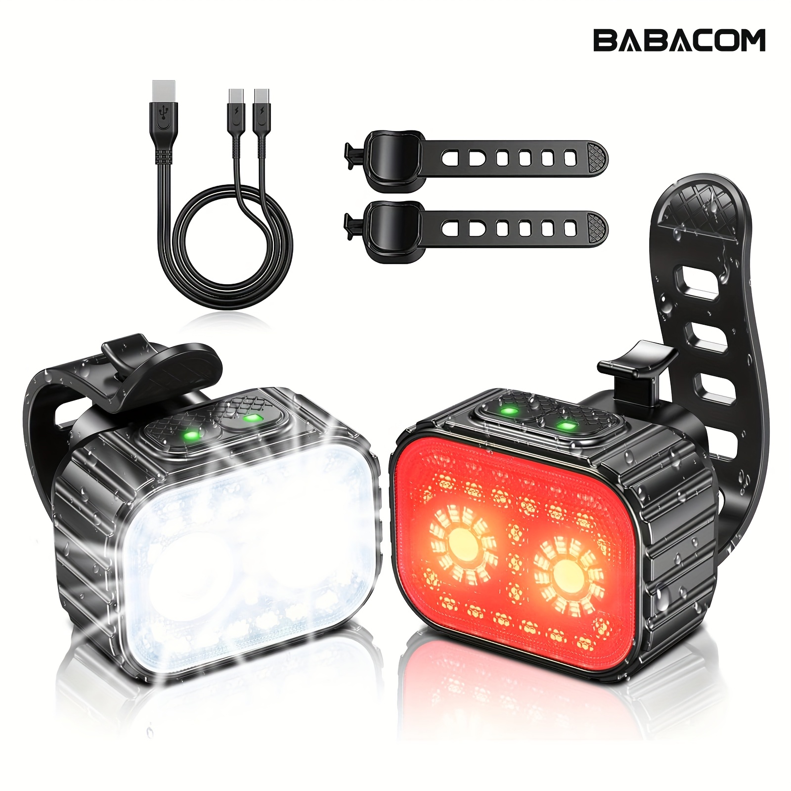 

Bike Light Set, 8+12 Lighting , Usb Rechargeable Led Bicycle Light, Mountain Bike Cycling Front And Rear Light