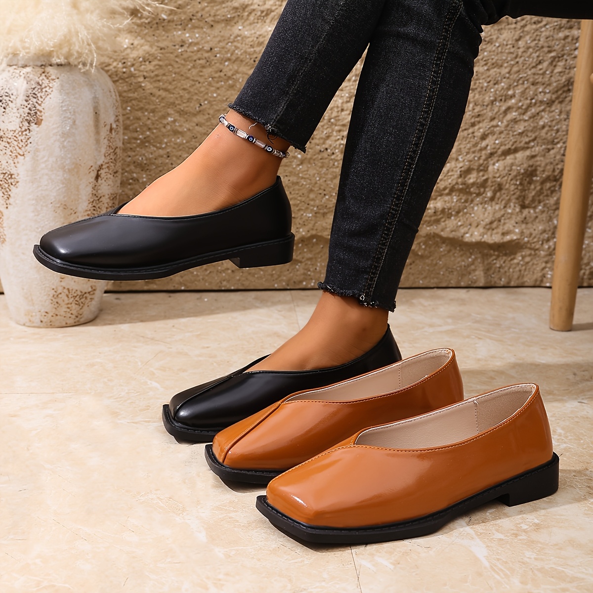 brown shell dress Soiree Braided Pointed Toe Flats