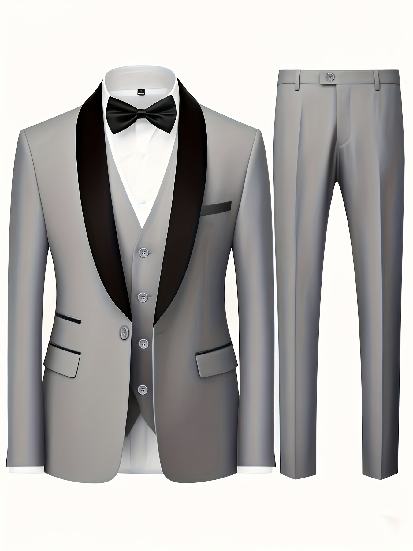 Costume 3 pièces pour homme pour mariage, fête, affaires décontractées : veste de costume + gilet + pantalon classique, ensemble élégant de couleur unie pour marié, convient aux réunions d'affaires, inclut un mouchoir de poche