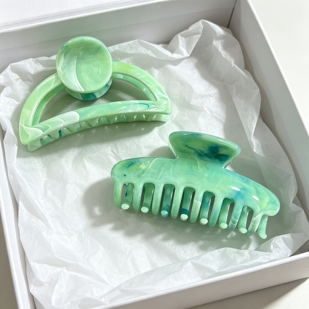 2pcs Textured Flat Dragonbone Hairpin, Medium Half-Round Clip
