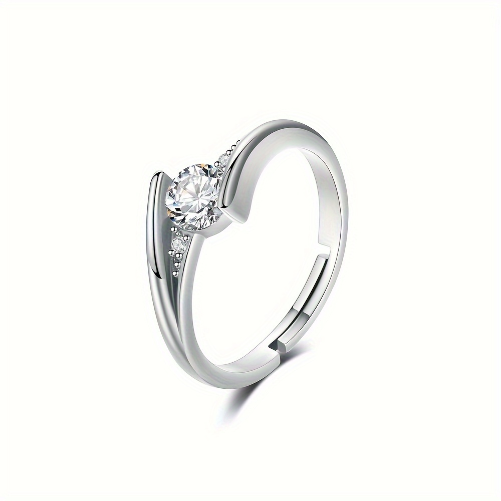 Cubic Zirconia Adjustable Open Ring - Women's Party & Wedding Accessory