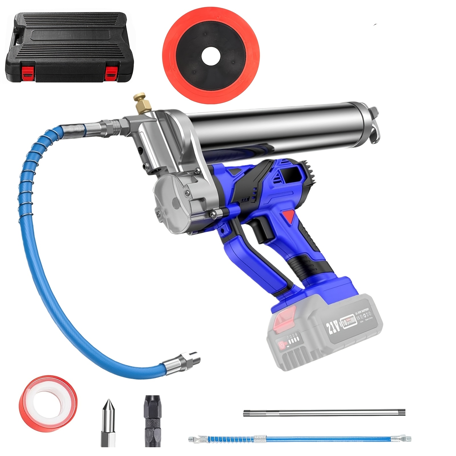 Image of Battery-powered Grease Gun With 2 4000mah Batteries, Includes 12, 000 Psi Hose And Variable-speed Trigger Ideal For Farm, Workshop, And Heavy Equipment Maintenance, Perfect Gift For Men