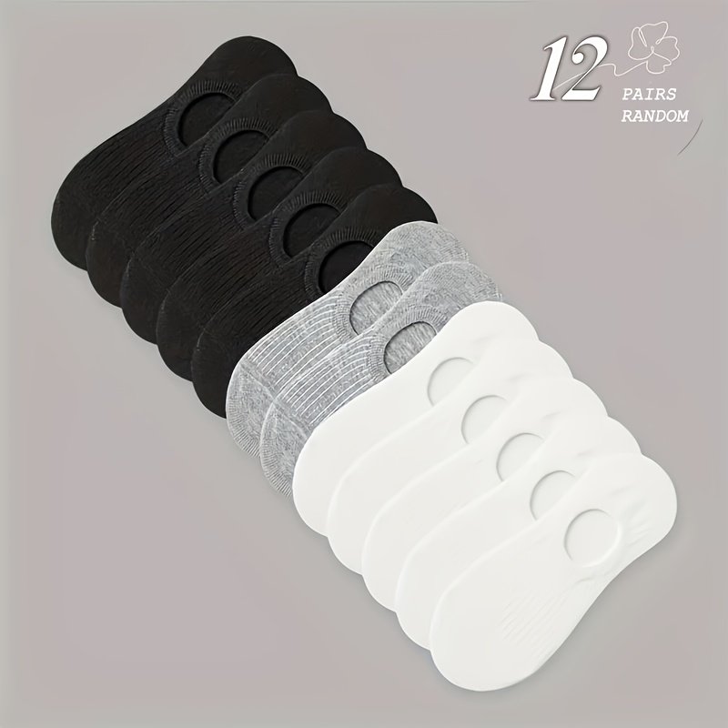 TEMU Random Color Black White Gray Comfortable Breathable Boat Socks Unisex