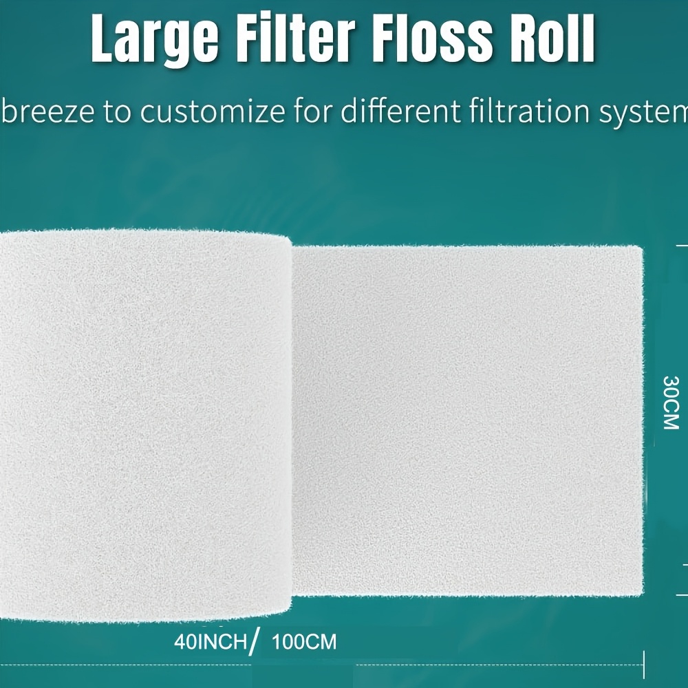 TEMU 2pcs 40 X 12 Inch White Cuttable Aquarium Filter Pad, 1.12 Inch Thick High Density Filter Media Roll For Freshwater Saltwater Fish Tanks & ,