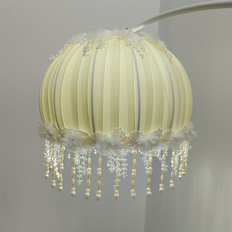 elegant cream and golden   chandelier shade with handcrafted rosette pendants modern   for   hanging lamp settings   accessory     details 0
