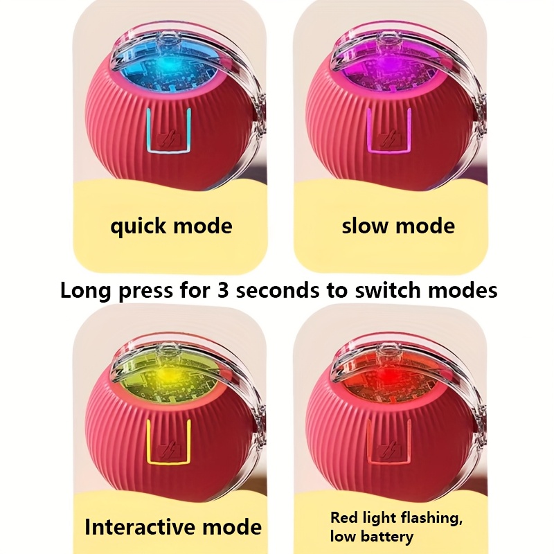 Automatic Rolling Cat Ball Toy with LED Light and Colorful Tail