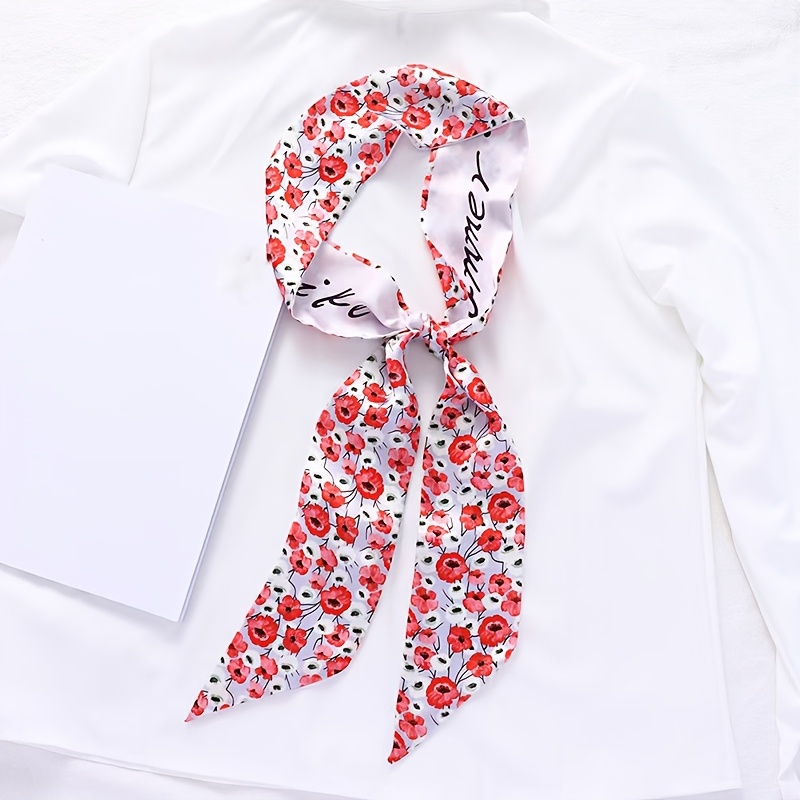 7pcs Trendy Printed Long Strip Neckline Decoration Small Scarf