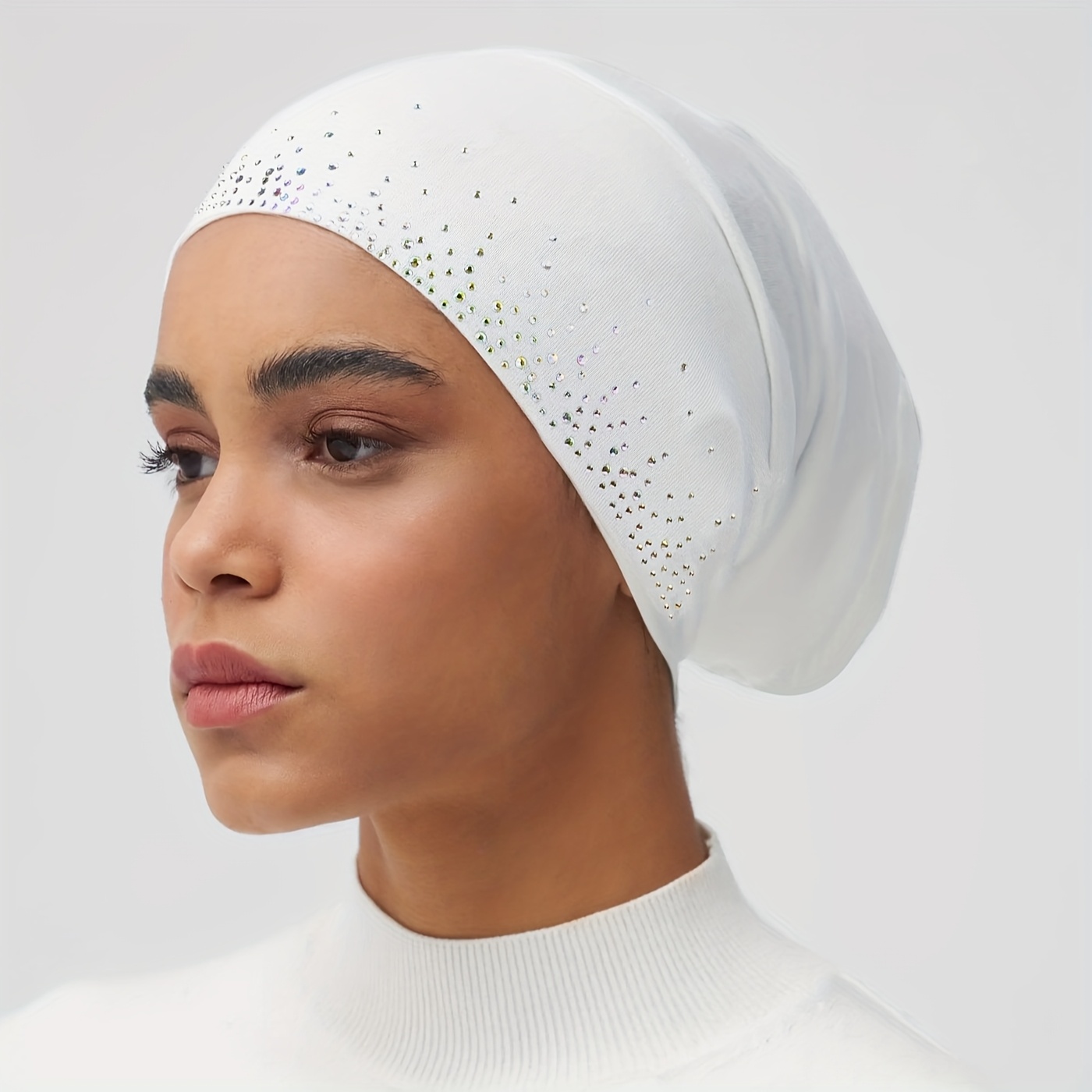 E-shop 1 Stück Unter-Kappe Damen Tube Basic Kopftuch Strass Dekoration Hijab Kappe Weiche Abaya Zusätze