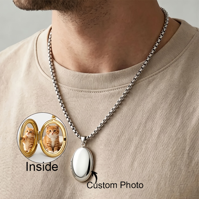 Customizable Stainless Steel Photo Heart Pendant Necklace