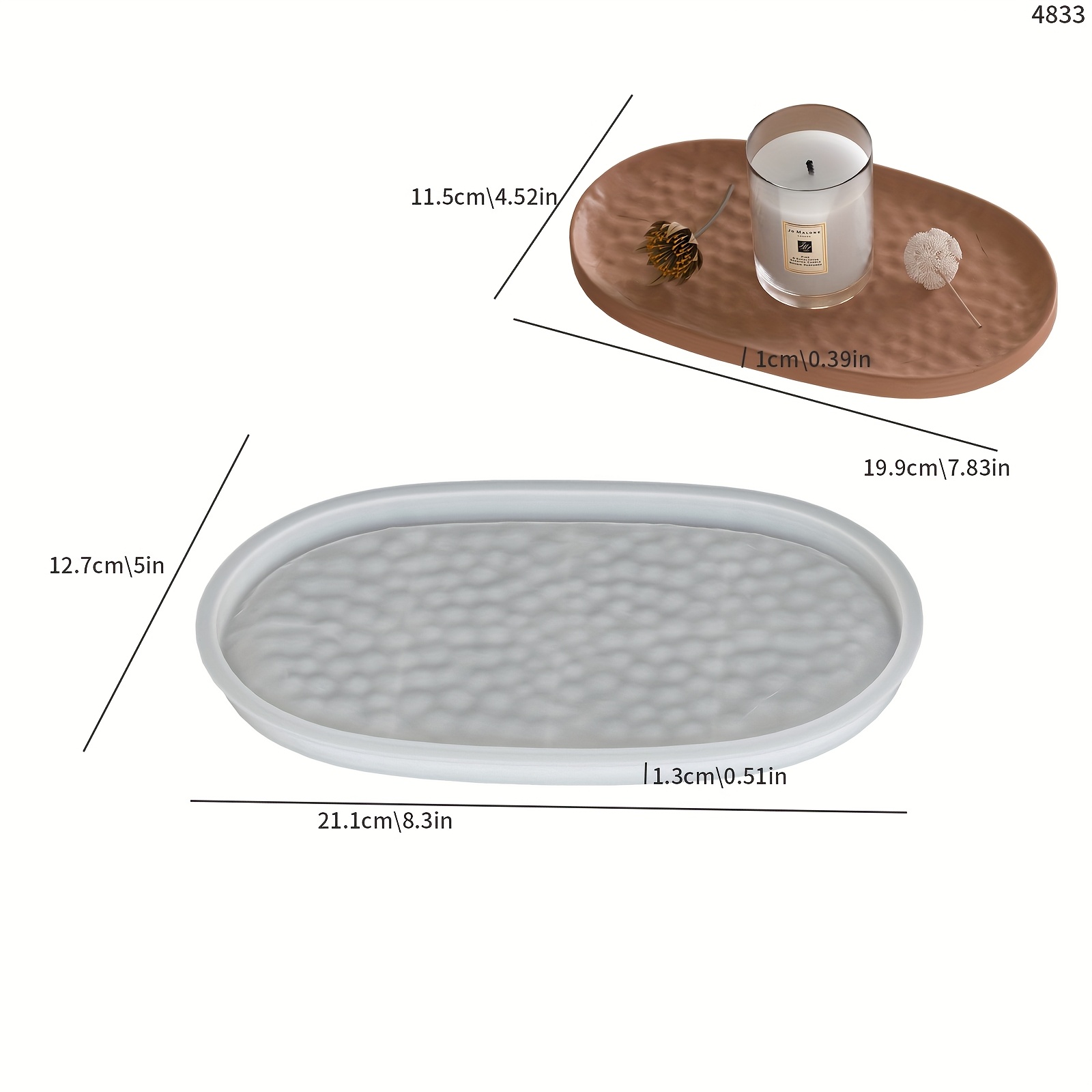 Image of Diy Resin Silicone Mold For Jewelry, Stone Pattern Oval Tray Storage Container, Home Desktop Atmosphere Decoration, Holiday Gift, Resin Plaster Craft Gift, Silicone Mold