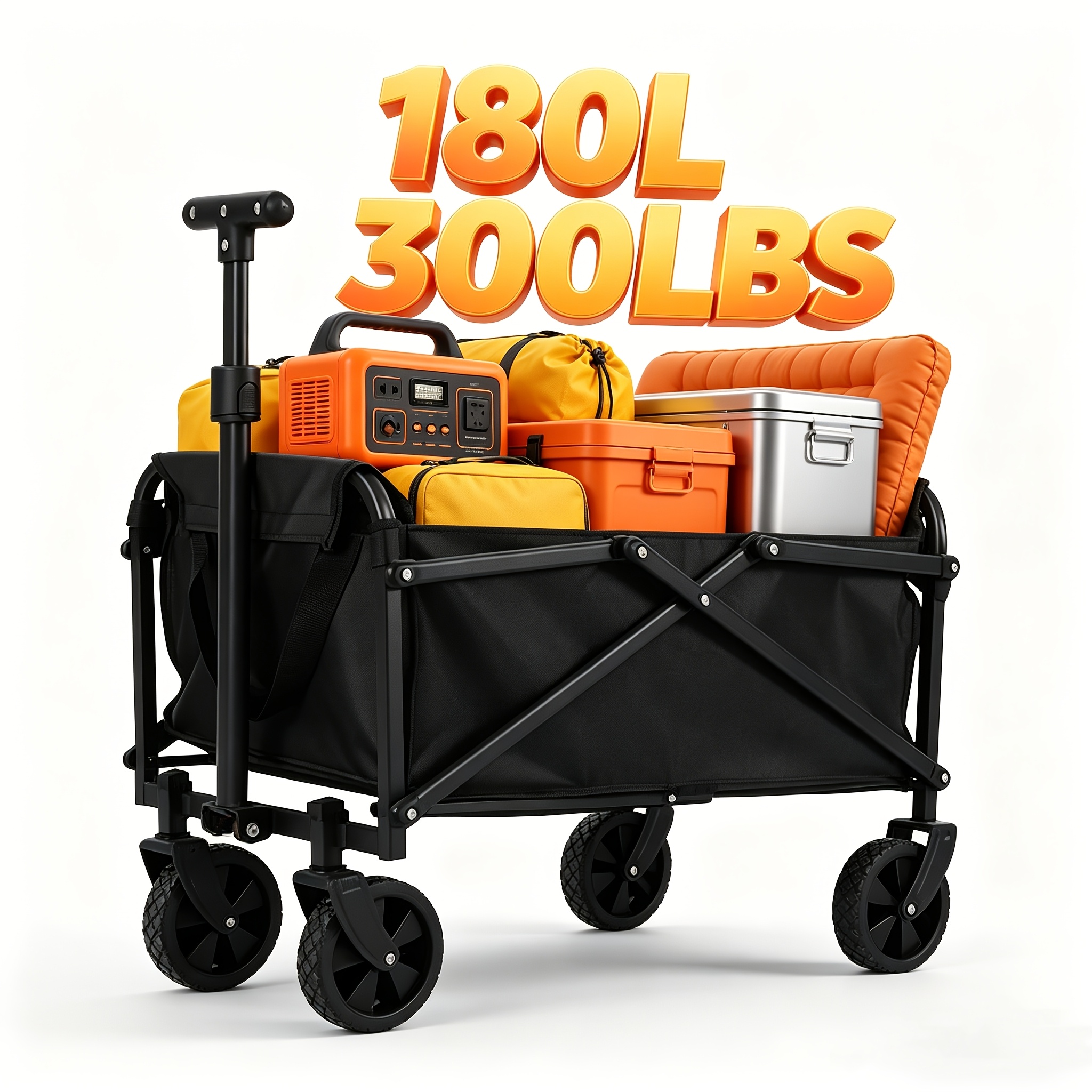 Image of Collapsible Folding Wagon Beach Wagon Cart Utility Grocery Wagon Large Capacity For Gardening, Camping, Shopping, Beach And Outdoor Sport